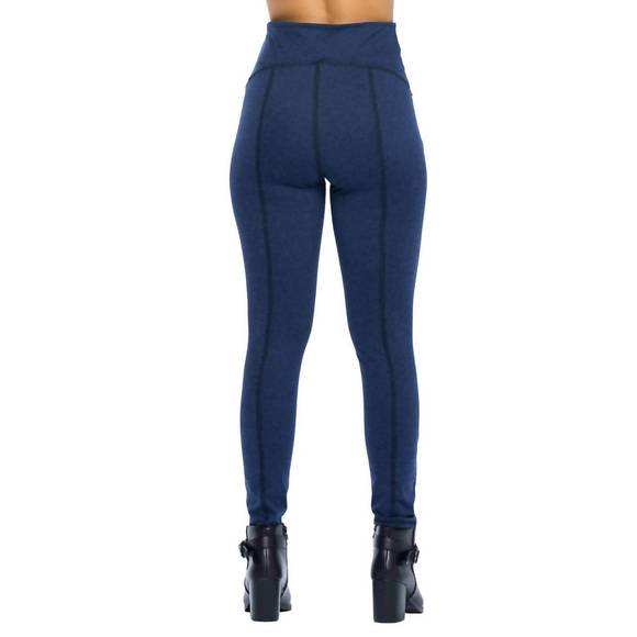 NEW UNDERSUMMERS yoga pant leggings in heathered navy - Picture 4 of 5